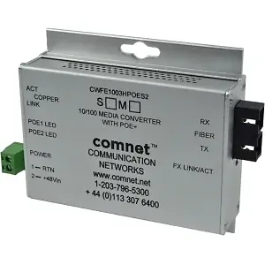 Comnet CWFE1005POEM/M - 100Mbps Commercial Grade Media Converter with ST Connector