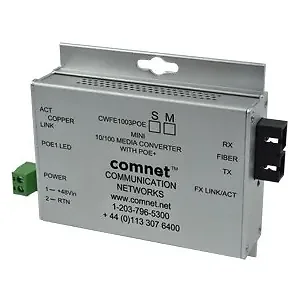Comnet CWFE1002APOESHO/M - 100Mbps Commercial Grade Media Converter with ST Connector