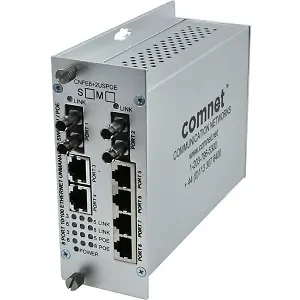 Comnet CNFE6+2USPOE-S - 8-Port Unmanaged PoE Switch with 100Mbps and Fiber Ports