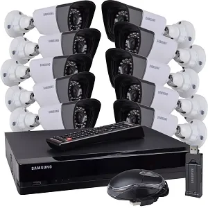 Samsung SDS-P5102-RCB - 16-Channel 2TB DVR Security System with 10 Cameras