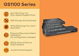 Zyxel GS1100-24E - UNITED STATES, 24-PORT GBE UNMANAGED SWITCH VERSION 3