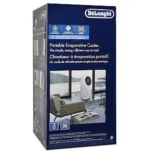 Delonghi EV250WH - 3-Speed Portable Evaporative Cooler w/Built-in Ionizer & Remote Control (White)