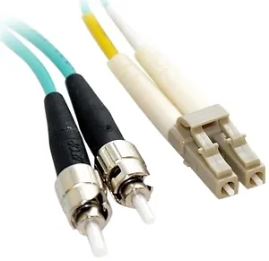 Addon ADD-ST-LC-1M5OM4 - THIS IS A 1M LC (MALE) TO ST (MALE) AQUA DUPLEX RISER-RATED FIBER PATCH CABLE. A