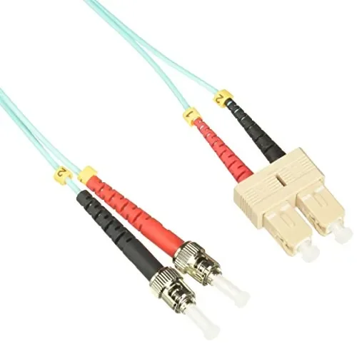 Addon ADD-ST-SC-2M5OM3 - THIS IS A 2M SC (MALE) TO ST (MALE) AQUA DUPLEX RISER-RATED FIBER PATCH CABLE. A