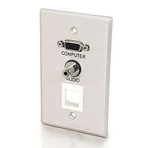 C2g 40572 - VGA & Audio Pass-Through Wall Plate - Brushed Aluminum