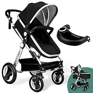 Babyroues 6200 - TRAM STROLLER IN BLACK AND SILVER