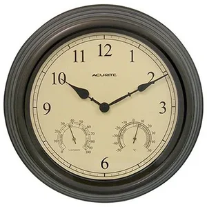 Chaney Instruments 01063A1SB - AcuRite 15" Copper Patina Wall Clock with Gauges