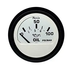 Faria Beede Instruments F12945 - Faria Euro White 2 Oil Pressure Gauge - 100 PSI