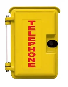 Viking Electronics VK-VE-9X12Y-1 - Yellow Heavy-Duty Outdoor Enclosure with Red in. Telephonein. Lettering includes Interior Adapter Panel 1 for Mounting Viking Products