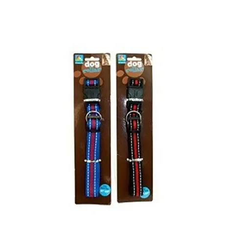 Dukes DI526 - Adjustable Striped Nylon Dog Collar for Medium Dogs