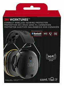 3m 90543H1-DC-PS - WorkTunes Connect Bluetooth Hearing Protector - Stereo - Mini-phone (3.5mm) - Wired/Wireless - Bluetooth - Over-the-head - Binaural - Circumaural - Noise Reduction Microphone - Black, Yellow