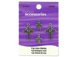 Bulk Buys CN045 - Ornate Cross Charms Set for Jewelry Making - Pack of 4