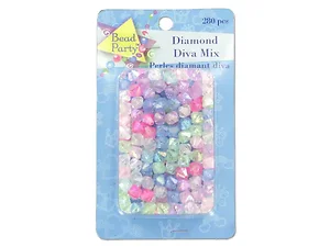Bulk Buys CN061 - Shiny Diamond Diva Bead Mix - 280 Colorful Beads