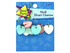 Bulk Buys CN064 - Colorful Heart Shell Charms, Set of 9 for Crafting
