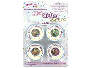 Bulk Buys CN092 - Pastel Glitter Shapes Set - 4 Containers of Craft Glitter
