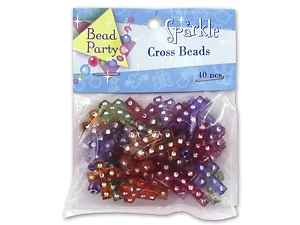 Bulk Buys CN103 - Colorful Sparkle Cross Beads - 40 Pack for Crafting