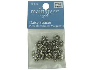 Bulk Buys CN104 - Cute Daisy Spacer Beads - Pack of 20 Silver Beads