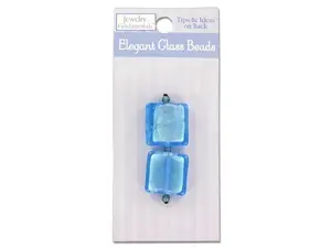 Bulk Buys CN178 - Elegant Large Square Blue Glass Beads with Spacers