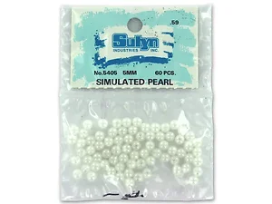 Bulk Buys CN277 - Elegant 5mm Simulated Pearl Beads - 60 Pack for Crafts