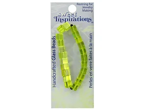Bulk Buys CN613 - Handcrafted Green Glass Cube Beads - 22 Pack
