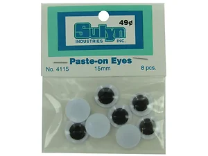 Bulk Buys CN604 - Movable Pupils Craft Googly Eyes, 15mm - Pack of 8