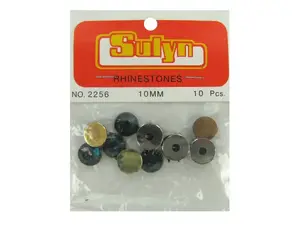 Bulk Buys CN668 - Dark Green Plastic Rhinestones with Settings - 10mm