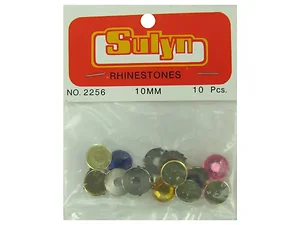 Bulk Buys CN669 - Vibrant 10mm Multi-Colored Rhinestones - Set of 10