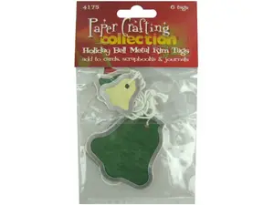 Bulk Buys CN683 - Decorative Bell-Shaped Holiday Metal Rim Tags - 6 Pack