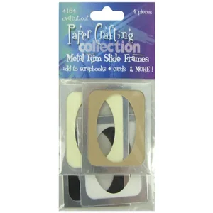Bulk Buys CN701 - Set of 4 Metal Oval Cutout Slide Picture Frames
