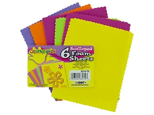 Bulk Buys CN752 - Colorful Scalloped Edge Foam Craft Sheets - 6 Pack