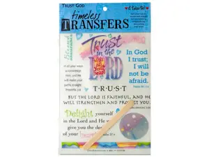 Bulk Buys CN766 - Inspirational 'Trust God' Rub-On Transfer Sheet