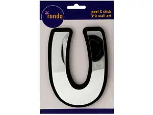 Bulk Buys CH182 - Letter U 3D Peel & Stick Mirror Wall Art