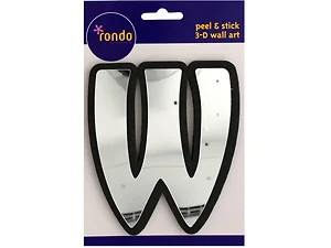 Bulk Buys CH184 - 3D Letter W Peel & Stick Mirror Wall Decoration