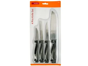Bulk Buys HZ060 - Premium 4-Piece Stainless Steel Knife Set