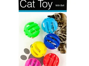 Bulk Buys HX180 - Colorful Cat Toy Balls with Bells Set - 6 Pieces