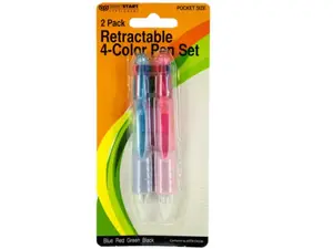 Bulk Buys HX303 - Mini Retractable 4-Color Pen Set