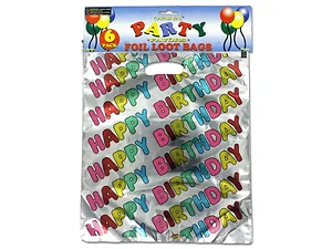 Carnival Party Favors PB001 - Rainbow Happy Birthday Loot Bags - 6 Pack