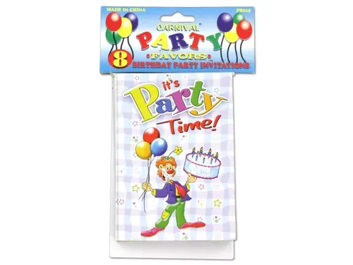 Bulk Buys PB015 - Carnival-Themed Birthday Party Invitations - 8 Pack