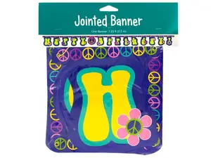 Bulk Buys PA791 - Groovy Jointed Birthday Banner - 7.23 ft Long