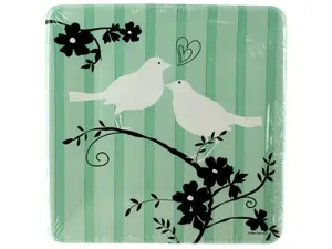 Bulk Buys PA796 - Set of 8 Two Love Birds Plates - 6.875 Inches