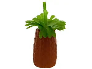 Bulk Buys PA827 - Tropical Palm Tree Sipper Cup with Flexible Straw