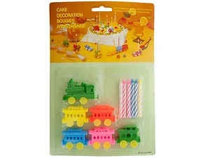 Bulk Buys PA840 - Colorful Toy Train Cake Topper with Candles