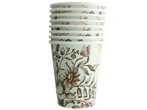 Bulk Buys PA857 - Meadow-sweet Floral Paper Cup Set - 9 Oz, 8 Count