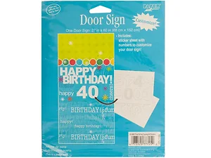 Bulk Buys PA877 - Customizable Happy Birthday Door Sign with Stickers