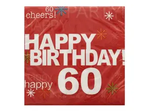 Bulk Buys PA880 - Colorful 60th Birthday Party Napkins Set - 16 Count