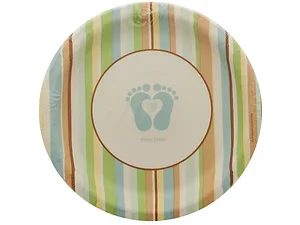 Bulk Buys PA881 - Blue Tiny Toes Baby Shower Plates Set - 8 Count