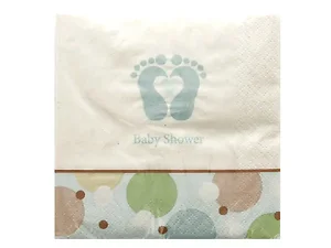 Bulk Buys PA882 - Tiny Toes Baby Shower Blue Napkin Set - 18 Count