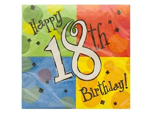 Bulk Buys PA890 - Colorful 18th Birthday Napkins Set - 16 Count