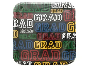 Bulk Buys PA897 - Graduation Celebration Square Dinner Plates Set of 8