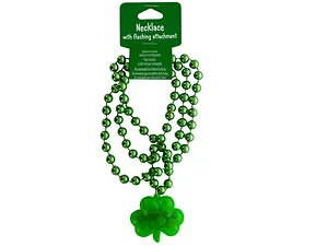 Bulk Buys PA907 - Glowing Shamrock Bead Necklace for St. Patrick's Day